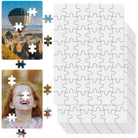 BeYumi 9 Sheets Sublimation Puzzle Blanks to Draw On White DIY Jigsaw Puzzles Party Favors Thermal Transfer Heat Press Printing Craft Make Your Own Puzzles for Anniversary Birthday Graduation Gifts
