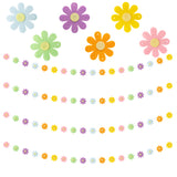 BeYumi Daisy Groovy Boho Garland Felt Artificial Fake Colorful Flower Vines Hanging Banner Spring Summer Aesthetic Daisy Indoor Outdoor Party Decoration for Birthday Baby Shower Bridal Wedding, 4Pcs