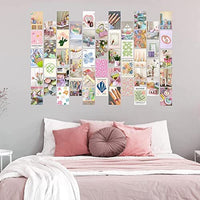 BeYumi 50Pcs Danish Pastel Aesthetic Wall Collage Kit Pink Theme Poster Photo Dorm Trendy Cottagecore Wall Art Print Warm Color Pictures Collage Room Bedroom Decor Gift for Teen Girls, 4x6 Inch