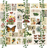 BeYumi 45Pcs Vintage Botanical Wall Collage Aesthetic with Fake Vines Small Poster Photo Dorm Trendy Cottagecore Wall Art Print Colorful Pictures Collage Retro Room Bedroom Decor for Teens Boys Girls