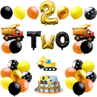 BeYumi Construction Themed Birthday Party Supplies - 42 Packs Dump Truck 2nd Birthday Party Decorations for Kids, Including Digger Cake Topper, Giant Number TWO Aluminum Foil Balloons, Latex Balloons Visit the BeYumi Store