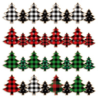 BeYumi 80PCS Christmas Tree Plaid Bulletin Board Borders Red Black Green Christmas Plaid Border Trim Christmas Themed School Classroom Chalkboard Blackboard Decoration for Winter Xmas Holiday Party