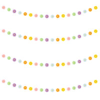 BeYumi Daisy Groovy Boho Garland Felt Artificial Fake Colorful Flower Vines Hanging Banner Spring Summer Aesthetic Daisy Indoor Outdoor Party Decoration for Birthday Baby Shower Bridal Wedding, 4Pcs