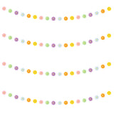 BeYumi Daisy Groovy Boho Garland Felt Artificial Fake Colorful Flower Vines Hanging Banner Spring Summer Aesthetic Daisy Indoor Outdoor Party Decoration for Birthday Baby Shower Bridal Wedding, 4Pcs