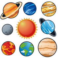 BeYumi 45Pcs Solar System Wall Decal 9 Planets Galaxy Cutouts Educational Material Removable Wall Stickers Outer Space Decor for Bedroom Nursery Classroom Bulletin Board Displays Universe Theme Party