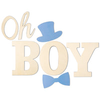 BeYumi Wood Oh Boy Sign Party Banner Letters Wall Backdrop Hanging Wood Sign Outdoor Photo Booth Props Decor Gender Reveal Party Supplies Favors for Boys Birthday Baby Shower Baby Announcement Party