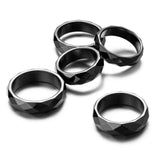 Belanttega 5Pcs Genuine Hematite Rings Set, Width 6mm Faceted Magnetic Hematite Stone Rings for Women Men, Anxiety Balance Root Chakra Absorbs Negative Energy Healing Stone Jewelry Gift(Mix Sizes6-10)