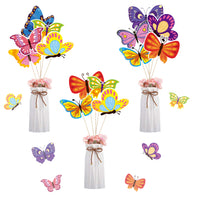 BeYumi 30 Pack Spring Summer Butterfly Centerpiece Sticks Bobber Table Toppers Cupcake Toppers, Butterfly Theme Party Supplies Photo Booth Props Wall décor for Baby Shower Spring Summer Themed Party