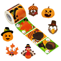BeYumi 210Pcs Happy Fall Stickers Make You Own Face Fall Thanksgiving Stickers Scene Roll Autumn Pumpkin Turkey Maple Leaves Acorns Mix and Match Craft Stickers Halloween Party Favor Game for Kids