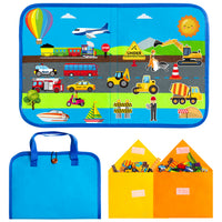 BeYumi 2 Sets Vehicle Construction Travel Felt Board Portable Transportation Car Engineering Truck Flannel Storytelling Playset Story Early Learning Interactive Play Kit for Preschool Toddlers, 47 Pcs
