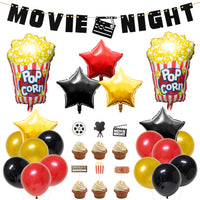 Movie Night Themed Party Decorations Hollywood Red Carpet Party Supplies  Cupcake Toppers Popcorn Foil Balloons for Oscar Party Event Awards Night  Ceremony – BigaMart