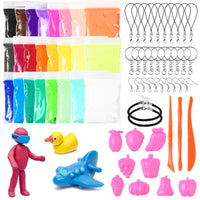BeYumi Polymer Clay Kit - 24 Colors Air Dry Modeling Clay with Sculpting Tools, Jewelry Accessories and Fruits Molds, DIY Soft Super Light Jewelry Clay Starter Kit, Art Crafts Gifts for Kids Adults