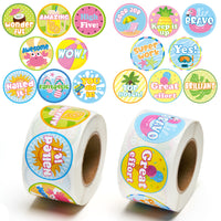 BeYumi 1000Pcs Summer Beach Reward Stickers for Kids Perforated Roll Tropical Theme Motivational Sticker with 16 Designs Student Rewards and Incentives Good Job Stickers Teacher Supplies for Classroom