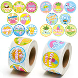 BeYumi 1000Pcs Summer Beach Reward Stickers for Kids Perforated Roll Tropical Theme Motivational Sticker with 16 Designs Student Rewards and Incentives Good Job Stickers Teacher Supplies for Classroom