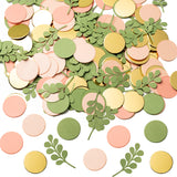BeYumi 300Pcs Greenery Confetti Decorations Round Scatter Confetti Dots with Eucalyptus Table Decoration for Sage Wedding Bridal Baby Shower Greenery Theme Party Gender Reveal(Sage Green, Pink, Gold)