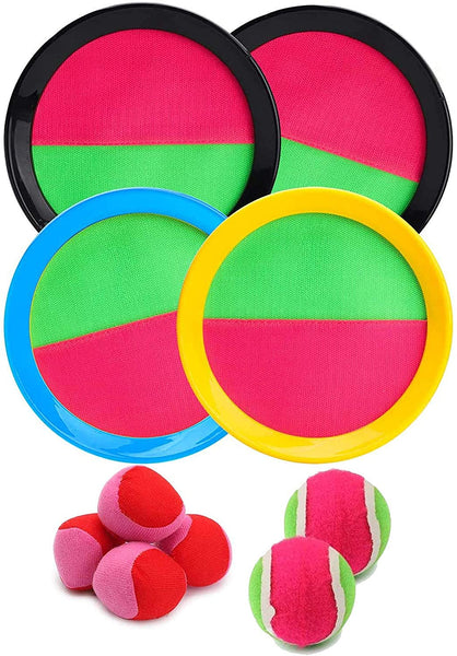 BeYumi Paddle Catch Ball Set Toss and Catch Ball Game Set 4 Hook and L