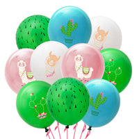 BeYumi 50Pcs Cactus Llama Latex Balloons, 12Inch Assorted Color Cactus Llama Balloons Bouquet with Ribbons, Cactus Llama Theme Party Supplies for Birthday, Summer Theme Party, Desert Theme Party Decor