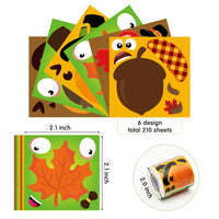BeYumi 210Pcs Happy Fall Stickers Make You Own Face Fall Thanksgiving Stickers Scene Roll Autumn Pumpkin Turkey Maple Leaves Acorns Mix and Match Craft Stickers Halloween Party Favor Game for Kids