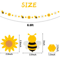 BeYumi Bee Flower Garland Felt Artificial Craft Fake Bumblebee Beehive Daisy Sunflower Hanging Garland Banner Spring Summer What Will It Bee Party Decor for Gender Reveal Birthday Baby Shower, 4 Pcs