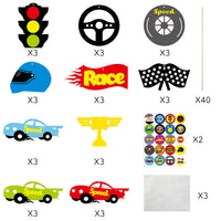 BeYumi 30 Pack Racecar Centerpiece Sticks Bobber Table Toppers Cupcake Toppers-Let’s Go Racing Themed Party Favors Birthday Ideas Photo Booth Props Decorations