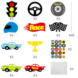 BeYumi 30 Pack Racecar Centerpiece Sticks Bobber Table Toppers Cupcake Toppers-Let’s Go Racing Themed Party Favors Birthday Ideas Photo Booth Props Decorations