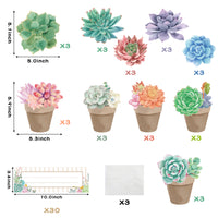 BeYumi 60Pcs Succulents Cutouts Nameplates Rustic Bloom Name Tags Potted Plant Bulletin Board Decoration Set Back to School Teacher Supplies Classroom Decor for Elementary Preschool Kindergarten
