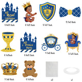BeYumi 10Pcs Royal Prince Theme Party Decoration for Baby Boys African American Little Prince Black Boys Door Hanging Banner Porch Sign Castle Crown Blue and Gold Baby Shower Birthday Party Supplies