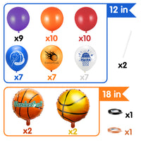 BeYumi 56Pcs Basketball Balloons, Bouquet 18’’ Aluminum Foil Balloons and Latex Balloons for Boys World Championship Basketball Theme Birthday Party Decorations, Sports Theme Baby Shower Decorations