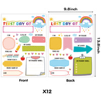 BeYumi 12 Packs First and Last Day of School Board Signs, 13.8" x 9.8" Colorful Double Sided My 1st Day of School Chalkboard Signs Photo Prop Back to School Supplies for Kids Preschool Kindergarten