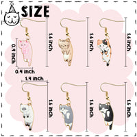 Belanttega 6Pairs Dangling Cat Earrings Kawaii Aesthetic Funny Cartoon Kitten Alloy Drop Dangle Earrings with Hypoallergenic French Hook Animals Lover Birthday Gifts Party Favors for Kids Girls Women