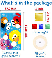 BeYumi Elmo Toss Game with 4 Bean Bags Sesame Beanbag Toss Game Outdoor Indoor Elmo Cookie Monster Birthday Party Supplies Decorations Sesame Theme Party Game Carnival Game for Kids and Adults
