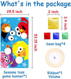 BeYumi Elmo Toss Game with 4 Bean Bags Sesame Beanbag Toss Game Outdoor Indoor Elmo Cookie Monster Birthday Party Supplies Decorations Sesame Theme Party Game Carnival Game for Kids and Adults