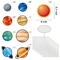 BeYumi 45Pcs Solar System Wall Decal 9 Planets Galaxy Cutouts Educational Material Removable Wall Stickers Outer Space Decor for Bedroom Nursery Classroom Bulletin Board Displays Universe Theme Party