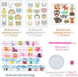 BeYumi 34Pcs 5D Diamond Painting Kits for Kids, DIY Animals Diamond Painting Stickers, Handmade Digital Diamond Arts Craft Mosaic Stickers, Painting by Numbers Kits for Adult Beginners