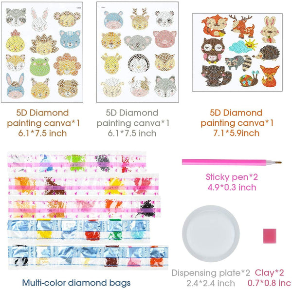 2pcs Gem Sticker Diamond Art 5D Arts Crafts DIY for Kids Beginner