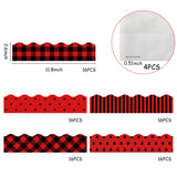 BeYumi 80Pcs Christmas Red and Black Plaid Bulletin Board Borders Christmas Tree Buffalo Plaid Stripes Polka Dots Scalloped Border Trim Xmas Chalkboard Blackboard Decoration for School Classroom Party