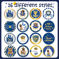 BeYumi 1000Pcs Royal Prince Baby Shower Stickers Perforated Roll African American Little Prince Black Boys Castle Crown Decals Party Favors Supplies Laptop Bottle Birthday Reward Stickers for Kids Boy