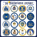 BeYumi 1000Pcs Royal Prince Baby Shower Stickers Perforated Roll African American Little Prince Black Boys Castle Crown Decals Party Favors Supplies Laptop Bottle Birthday Reward Stickers for Kids Boy