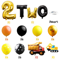 BeYumi Construction Themed Birthday Party Supplies - 42 Packs Dump Truck 2nd Birthday Party Decorations for Kids, Including Digger Cake Topper, Giant Number TWO Aluminum Foil Balloons, Latex Balloons Visit the BeYumi Store