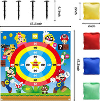 BeYumi Mario Brothers Lawn Darts Game Set, Fun Throwing Bean Bags Toss Game on Scoreboard, Indoor Outdoor Backyard Family Game Activities for Kids and Adults, Mario Brothers Birthday Party Supplies