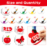 BeYumi 22Pcs Early Education Color Posters Color Recognition Sorting Set Fruit Animal Vegetable Word Color Cutouts Bulletin Board Set for Toddler Kids Learning Colors Preschool Nursery Classroom Decor