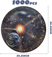 BeYumi 1000 Pieces Jigsaw Puzzles, Large Round Solar System Puzzle, Difficult and Challenge Educational Game, Decompressing Planets in Space Puzzle Learning Toys for Astronomy Enthusiast Adults