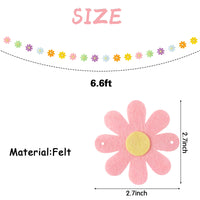 BeYumi Daisy Groovy Boho Garland Felt Artificial Fake Colorful Flower Vines Hanging Banner Spring Summer Aesthetic Daisy Indoor Outdoor Party Decoration for Birthday Baby Shower Bridal Wedding, 4Pcs