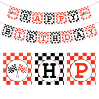 BeYumi 42 Pcs Race Car 1st Birthday Party Decorations Set | Checkered Balloons, Happy Birthday Banner, Cake Topper, Cupcake Toppers | Let's Go Racing Party Supplies for One Year Old Kids Boys