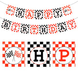 BeYumi 42 Pcs Race Car 1st Birthday Party Decorations Set | Checkered Balloons, Happy Birthday Banner, Cake Topper, Cupcake Toppers | Let's Go Racing Party Supplies for One Year Old Kids Boys
