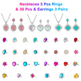 BeYumi 55Pcs Princess Pretend Jewelry Toys Set with Pink Ballet Tutu Skirt Sequins Handbag, Adjustable Rings Crowns Necklaces Earrings Wands Bracelets, Dress Up Birthday Gifts Party Favors for Kids