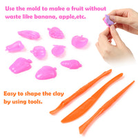 BeYumi Polymer Clay Kit - 24 Colors Air Dry Modeling Clay with Sculpting Tools, Jewelry Accessories and Fruits Molds, DIY Soft Super Light Jewelry Clay Starter Kit, Art Crafts Gifts for Kids Adults