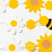BeYumi Bee Flower Garland Felt Artificial Craft Fake Bumblebee Beehive Daisy Sunflower Hanging Garland Banner Spring Summer What Will It Bee Party Decor for Gender Reveal Birthday Baby Shower, 4 Pcs