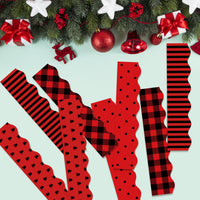 BeYumi 80Pcs Christmas Red and Black Plaid Bulletin Board Borders Christmas Tree Buffalo Plaid Stripes Polka Dots Scalloped Border Trim Xmas Chalkboard Blackboard Decoration for School Classroom Party