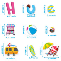 BeYumi 68Pcs Hello Summer Cutouts Summertime Bulletin Board Decoration Set Hawaiian Beach Ice Cream Watermelon Palm Tree DIY Cardstock Paper Cutout Teacher Supplies for Classroom School Kindergarten